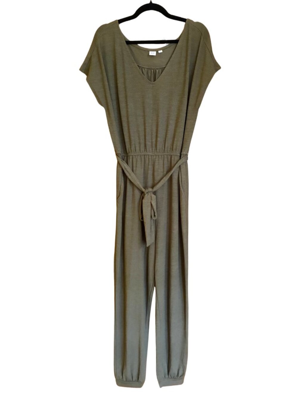 Gap Women's L Olive Green Jumpsuit Fall Transition Earthy Utility Belted Jogger